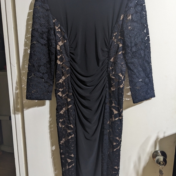 Joseph Ribkoff Dresses & Skirts - Black Lace Ruched Sheath Dress